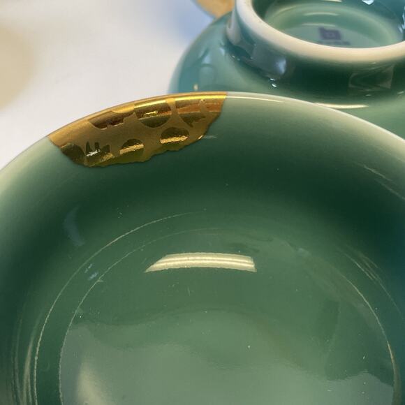 Hakusan Toki Hasami Ware Blue Celadon Service For 5 Tea Set With Gold Accents - Picture 15 of 15